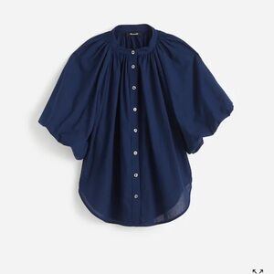 Madewell Navy Blouse with balloon sleeve Detail
